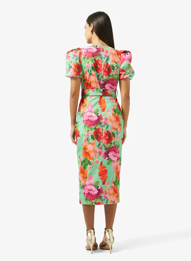 Hope & Ivy Puff Sleeve Sweetheart Neckline Pencil Dress